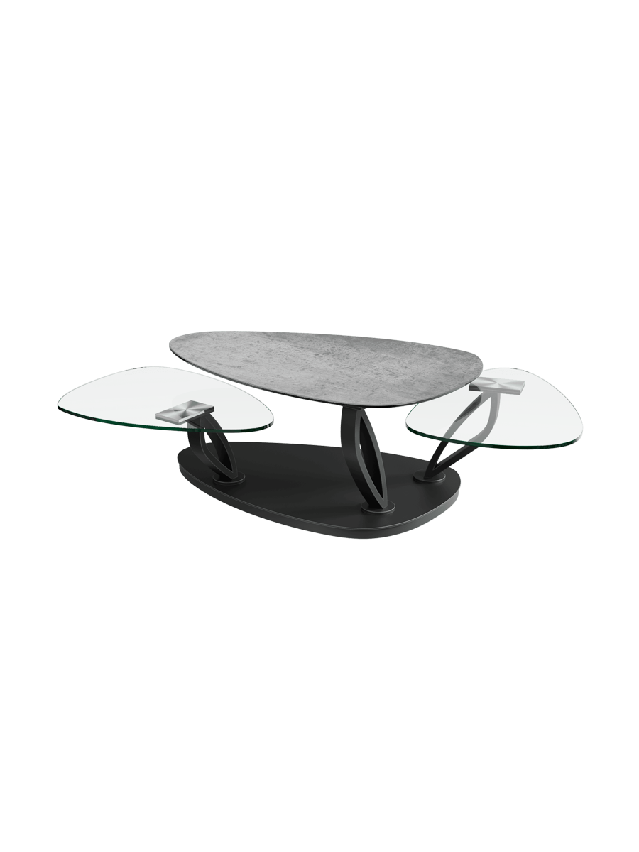 
Extendable, flexible design ceramic coffee table "Magnolias" - Ceramic Silver / Without roles
