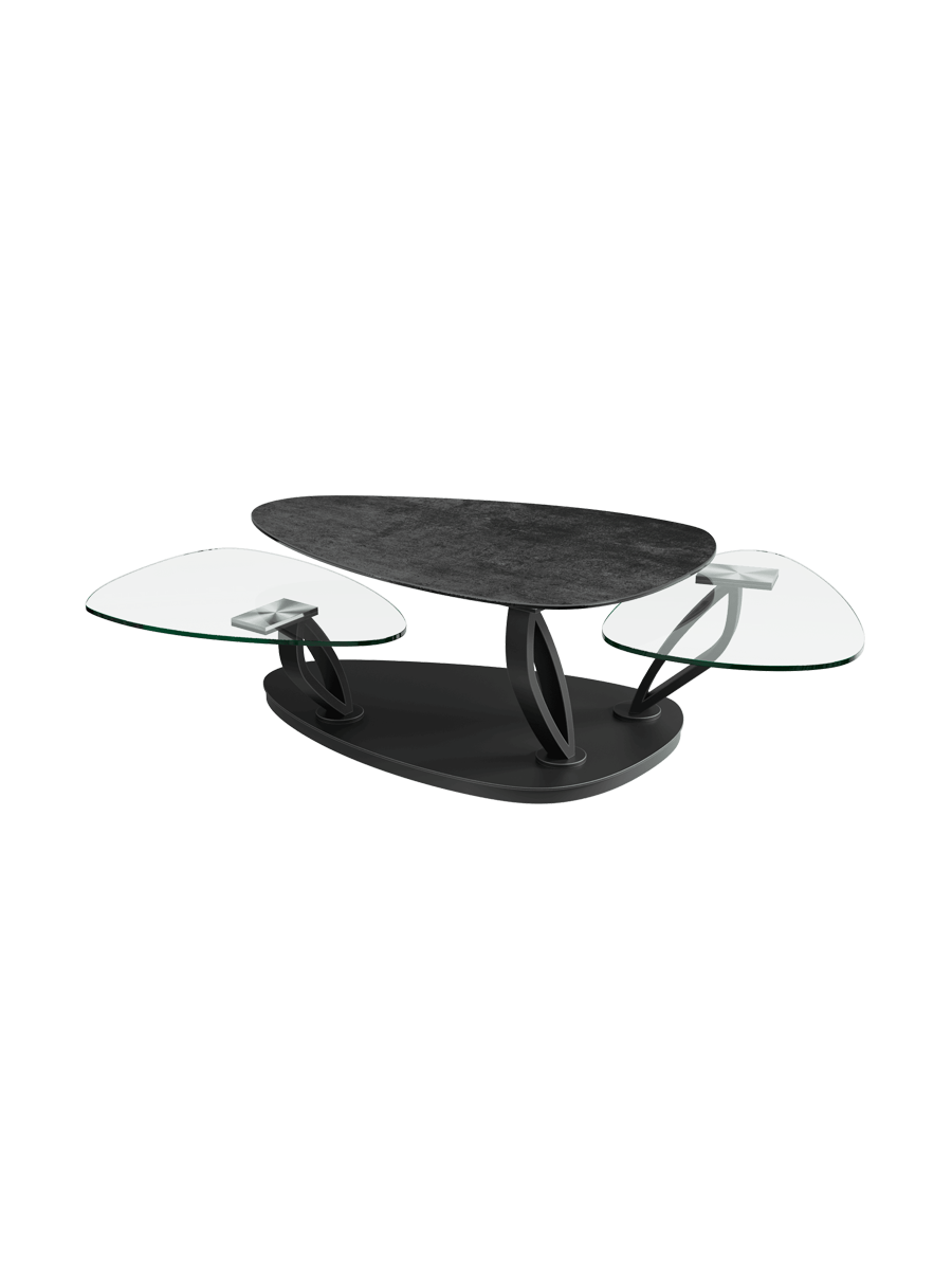 
Extendable, flexible design ceramic coffee table "Magnolias" - Ceramic Silver / Without roles