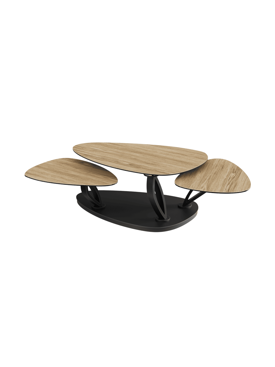 
Extendable, flexible design ceramic coffee table "Magnolias" - Ceramic Silver / Without roles