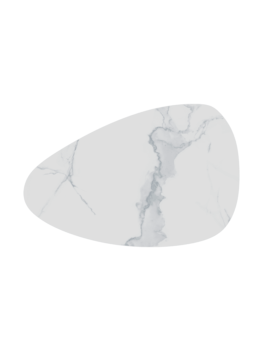 
Extendable, flexible design ceramic coffee table "Magnolias" - Ceramic Marble Look White / With wheels