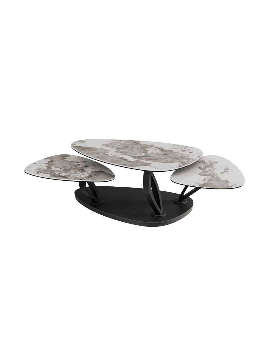 
Extendable, flexible design ceramic coffee table "Magnolias" - Ceramic Silver / Without roles