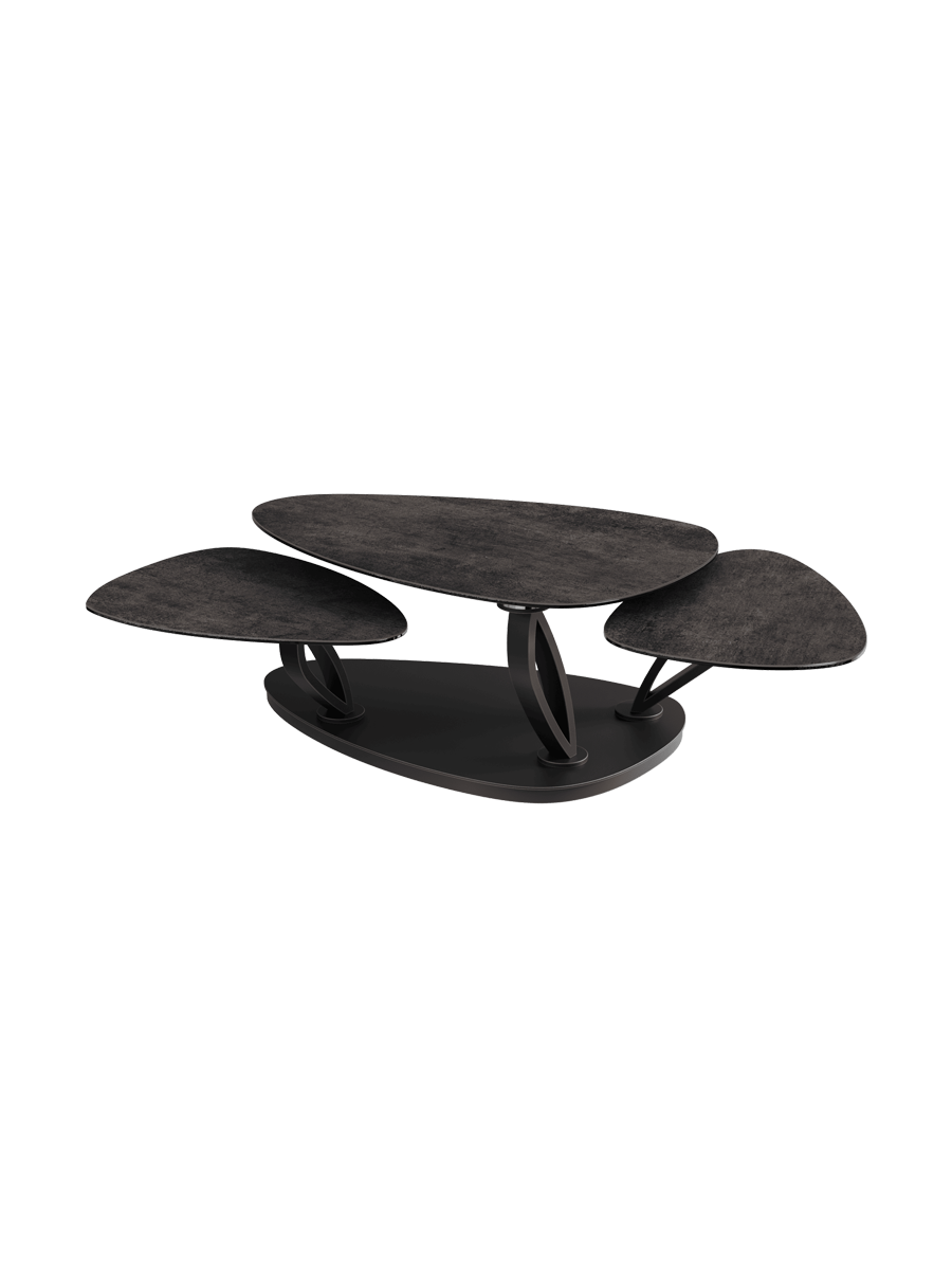 
Extendable, flexible design ceramic coffee table "Magnolias" - Ceramic Silver / Without roles