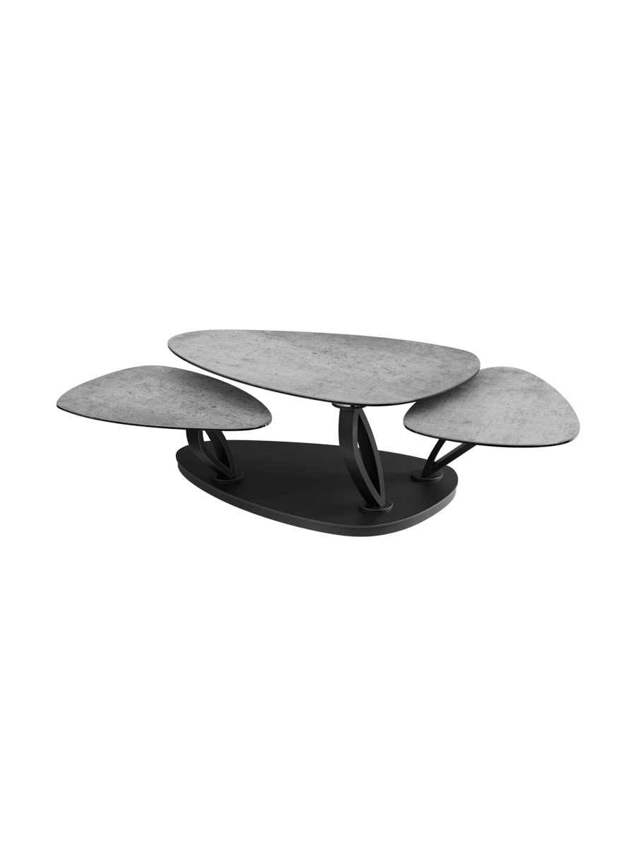
Extendable, flexible design ceramic coffee table "Magnolias" - Ceramic Silver / Without roles