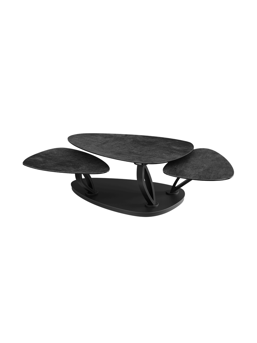 
Extendable, flexible design ceramic coffee table "Magnolias" - Ceramic Silver / Without roles