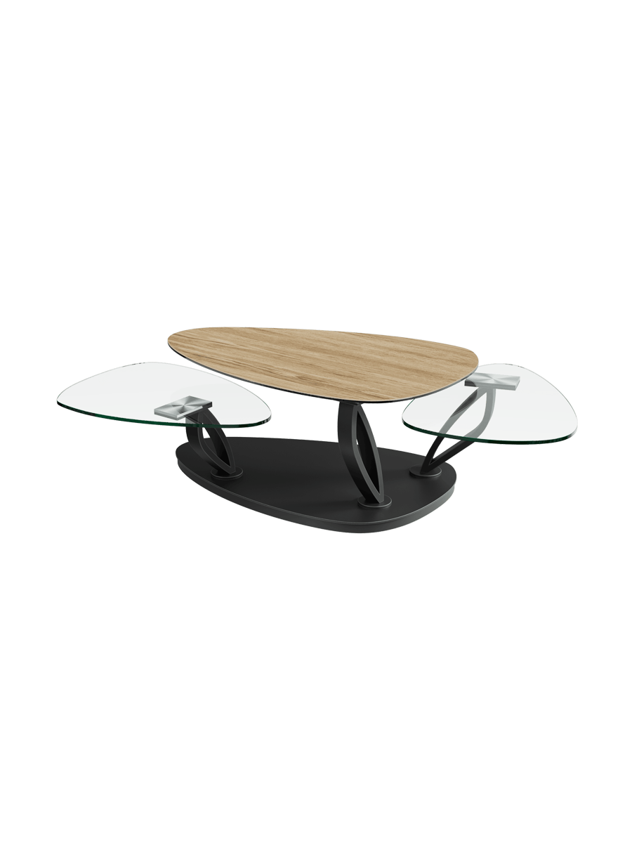 
Extendable, flexible design ceramic coffee table "Magnolias" - Ceramic Silver / Without roles