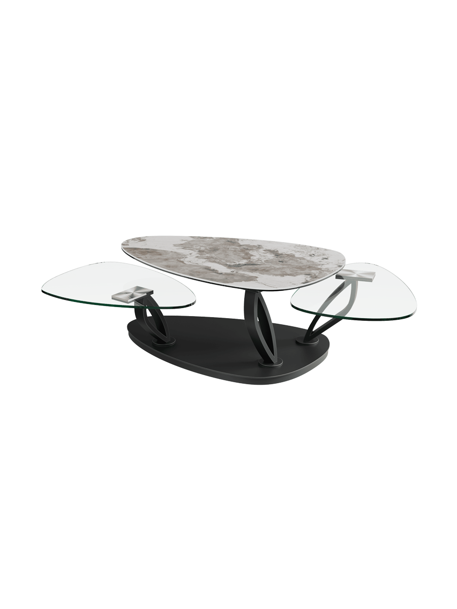 
Extendable, flexible design ceramic coffee table "Magnolias" - Ceramic Silver / Without roles