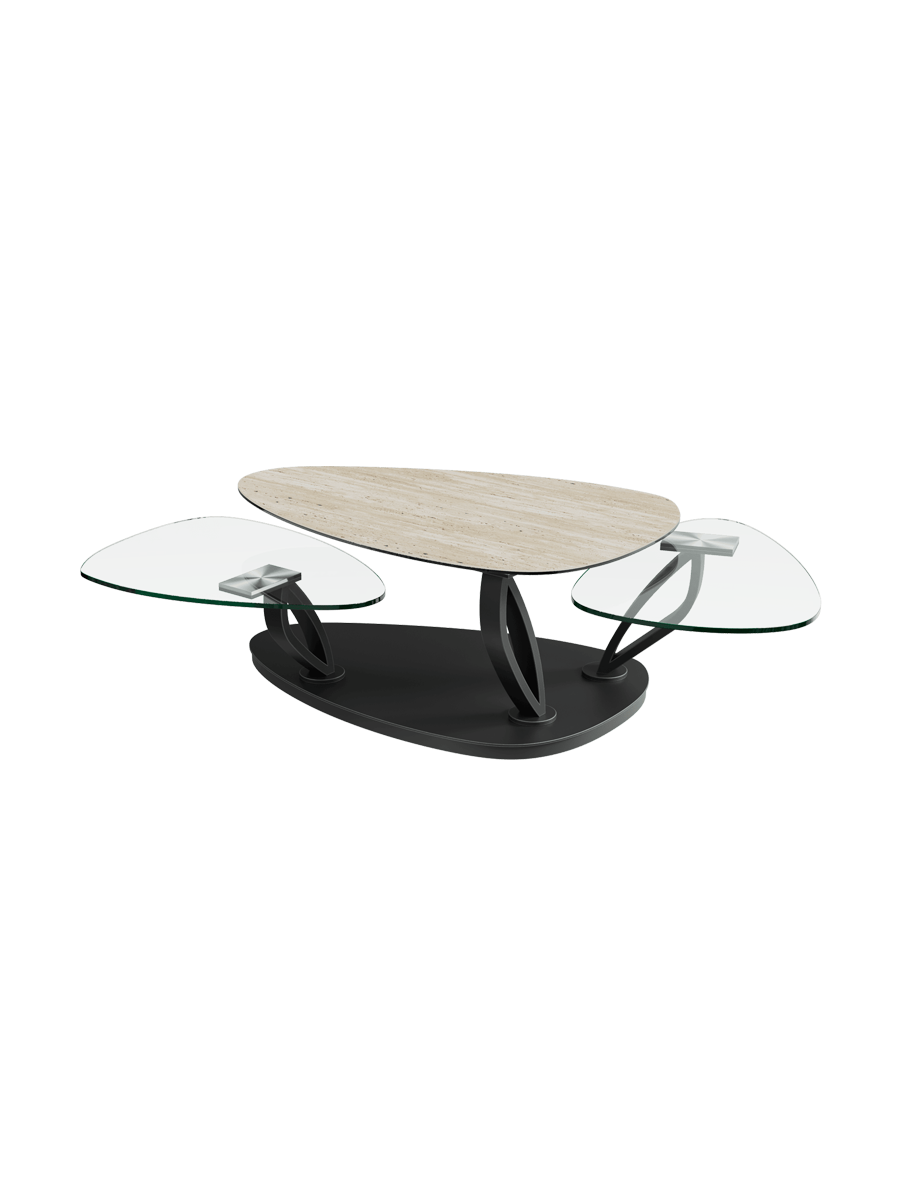 
Extendable, flexible design ceramic coffee table "Magnolias" - Ceramic Silver / Without roles