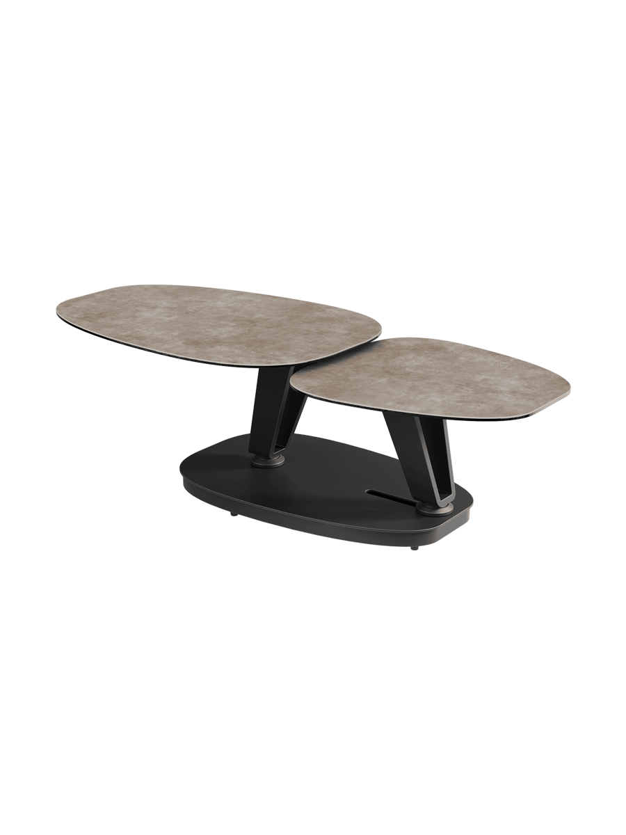 
Ausziehbarer, flexibler Design Keramik Couchtisch „Lotus“ - Keramik Zementgrau