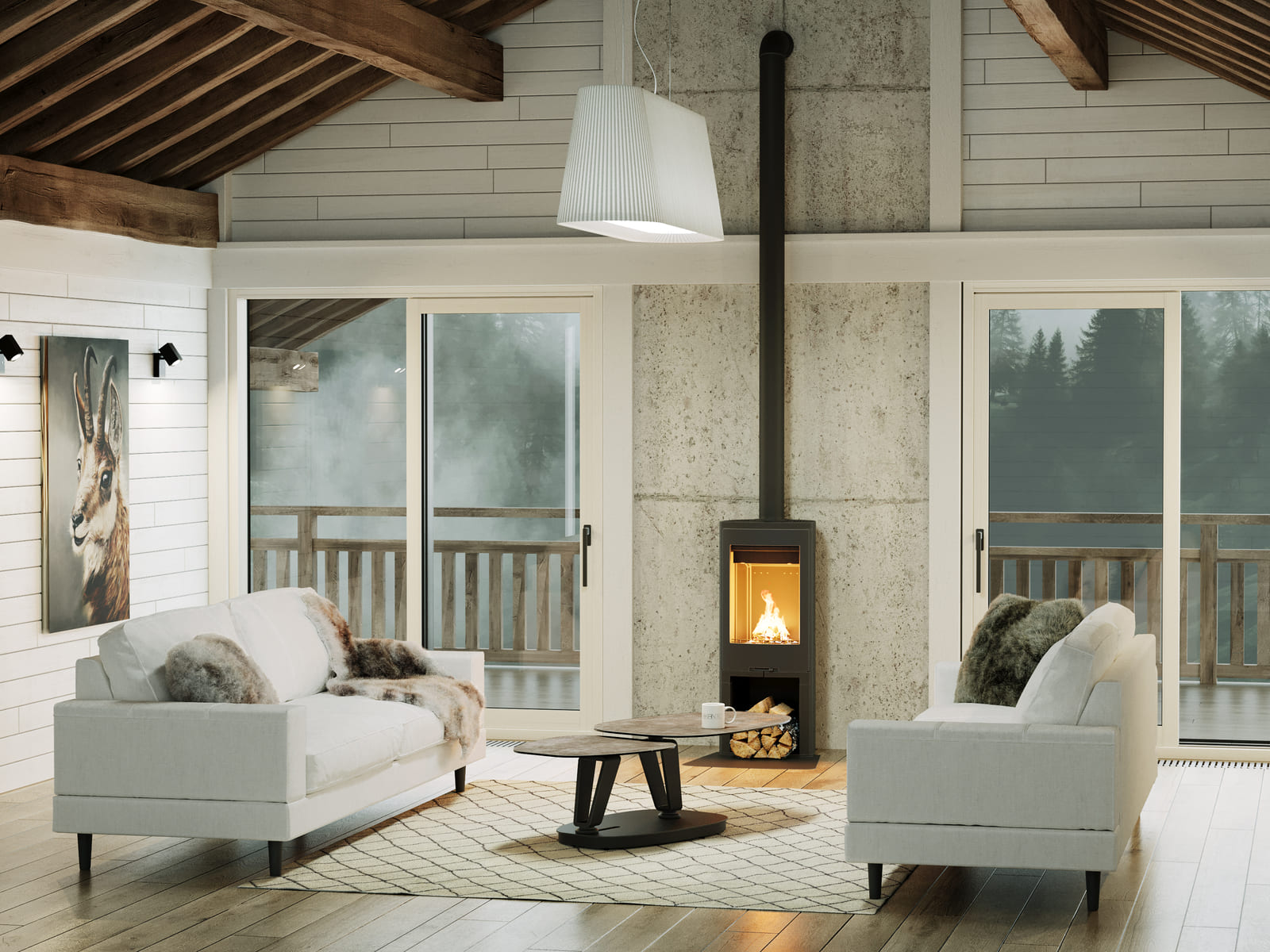 
Ausziehbarer, flexibler Design Keramik Couchtisch „Lotus“ - Keramik Zementgrau