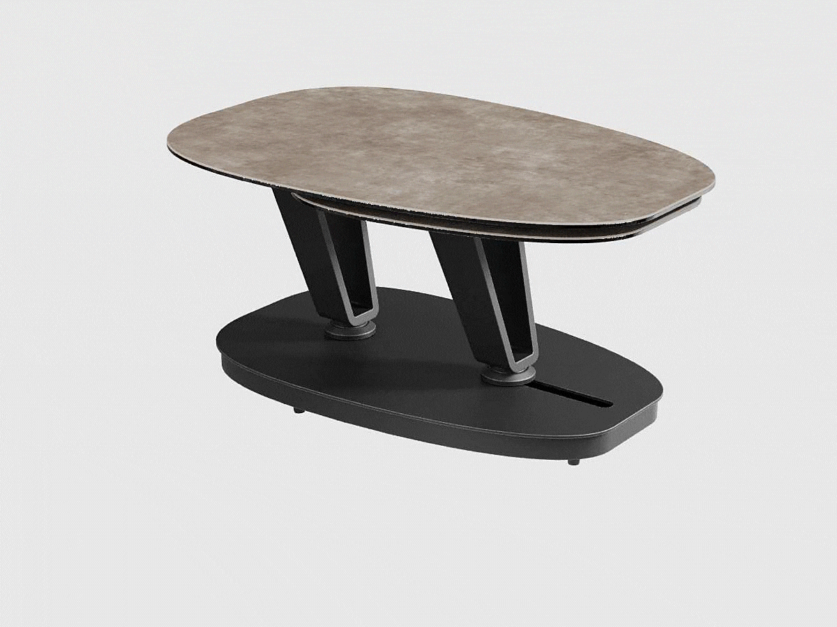 
Ausziehbarer, flexibler Design Keramik Couchtisch „Lotus“ - Keramik Zementgrau