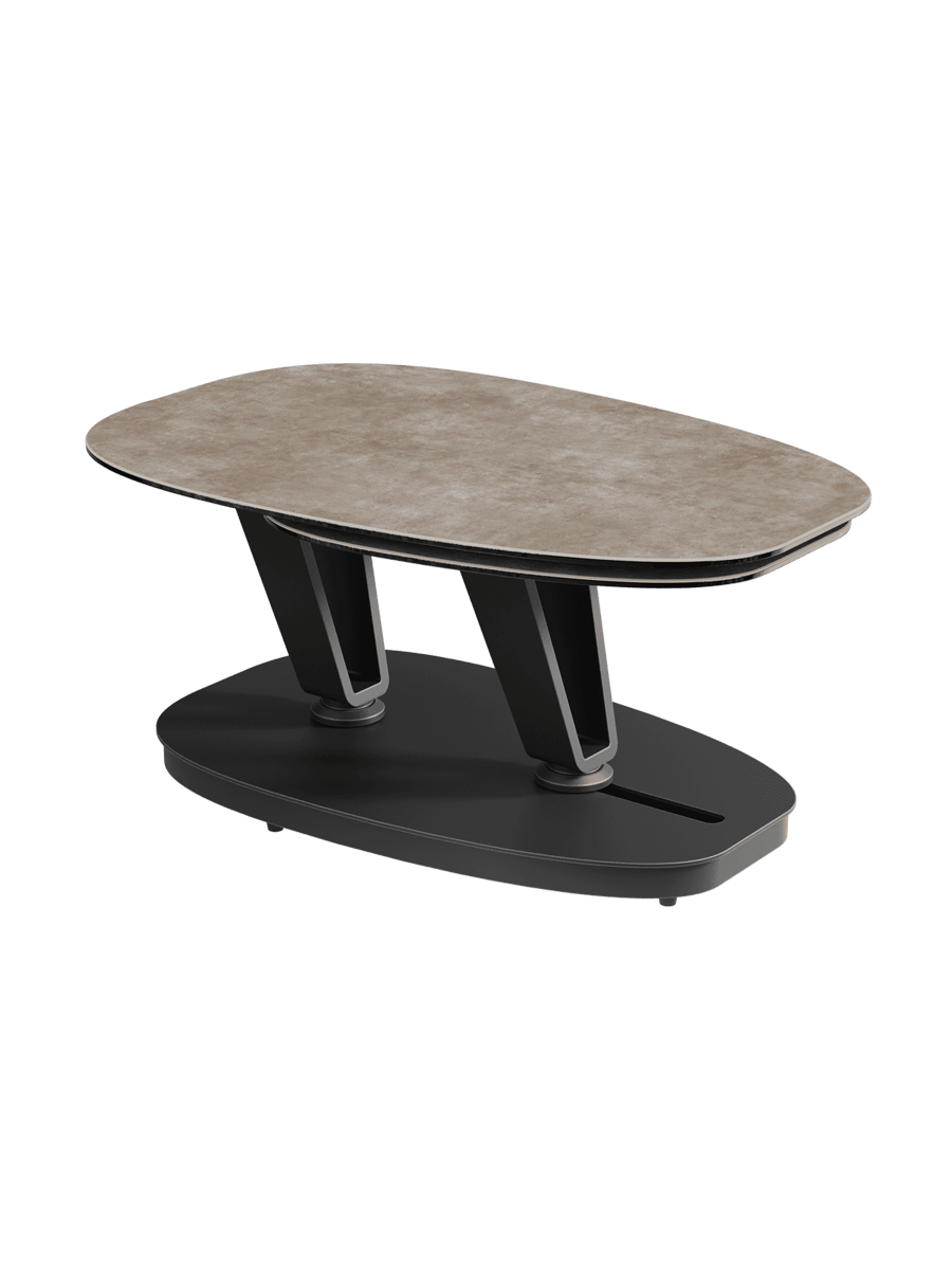 
Ausziehbarer, flexibler Design Keramik Couchtisch „Lotus“ - Keramik Zementgrau