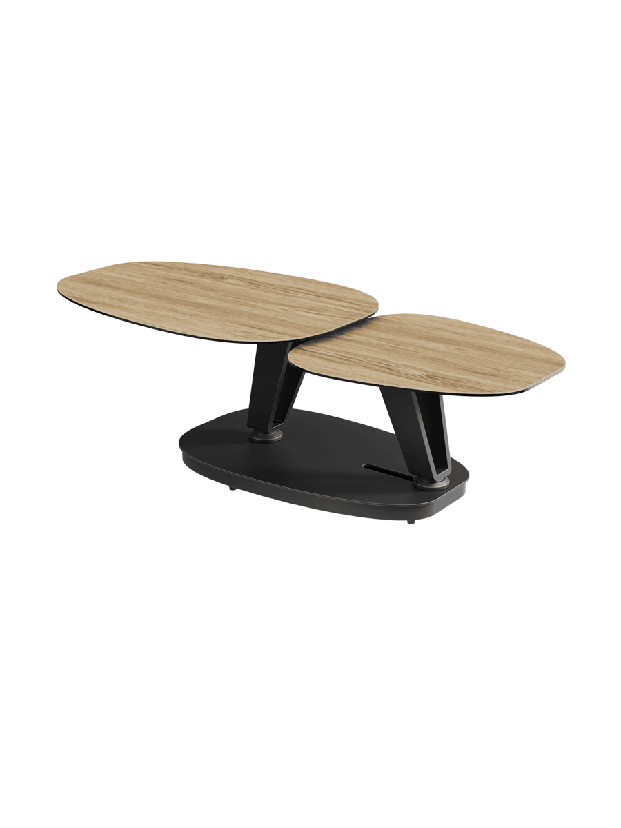 
Ausziehbarer, flexibler Design Keramik Couchtisch „Lotus“ - Keramik Zementgrau