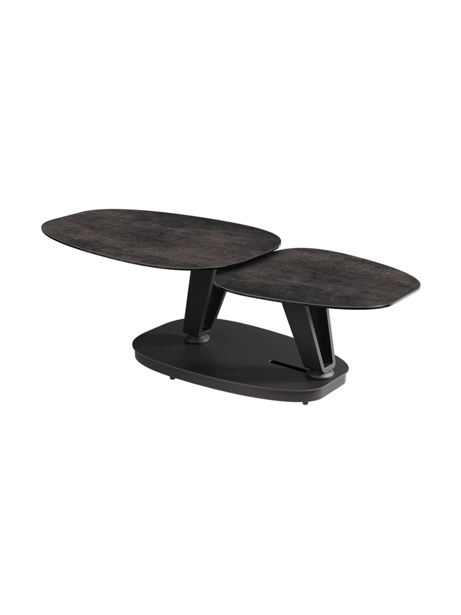 
Ausziehbarer, flexibler Design Keramik Couchtisch „Lotus“ - Keramik Zementgrau