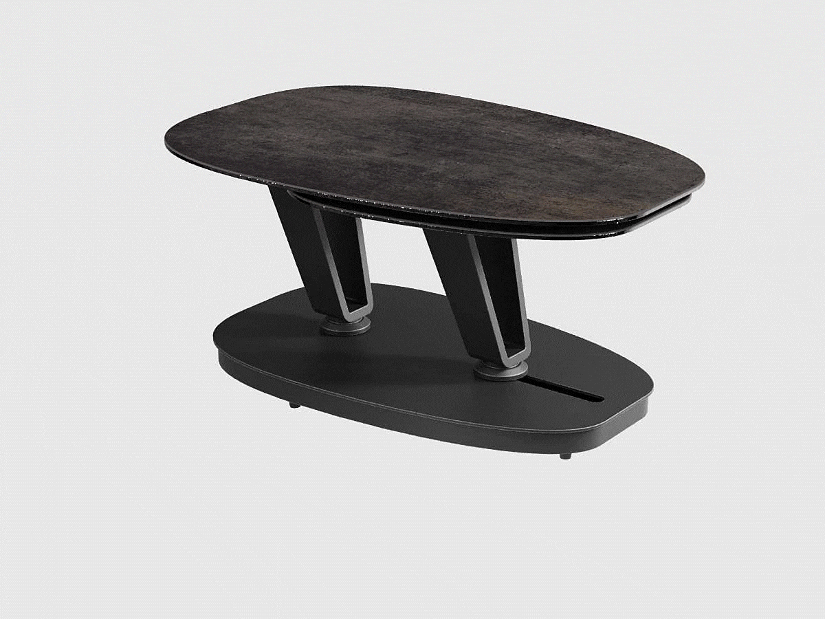 
Ausziehbarer, flexibler Design Keramik Couchtisch „Lotus“ - Marmoroptik Rostbraun