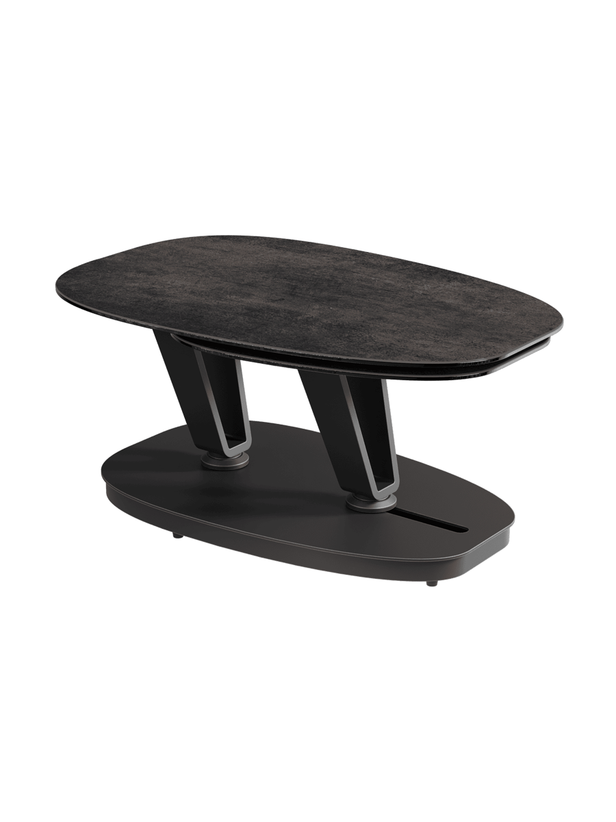 
Ausziehbarer, flexibler Design Keramik Couchtisch „Lotus“ - Marmoroptik Rostbraun