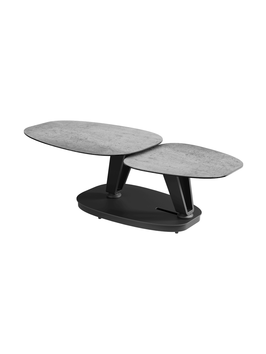 
Ausziehbarer, flexibler Design Keramik Couchtisch „Lotus“ - Keramik Zementgrau