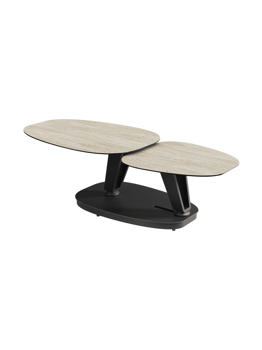 
Ausziehbarer, flexibler Design Keramik Couchtisch „Lotus“ - Keramik Zementgrau