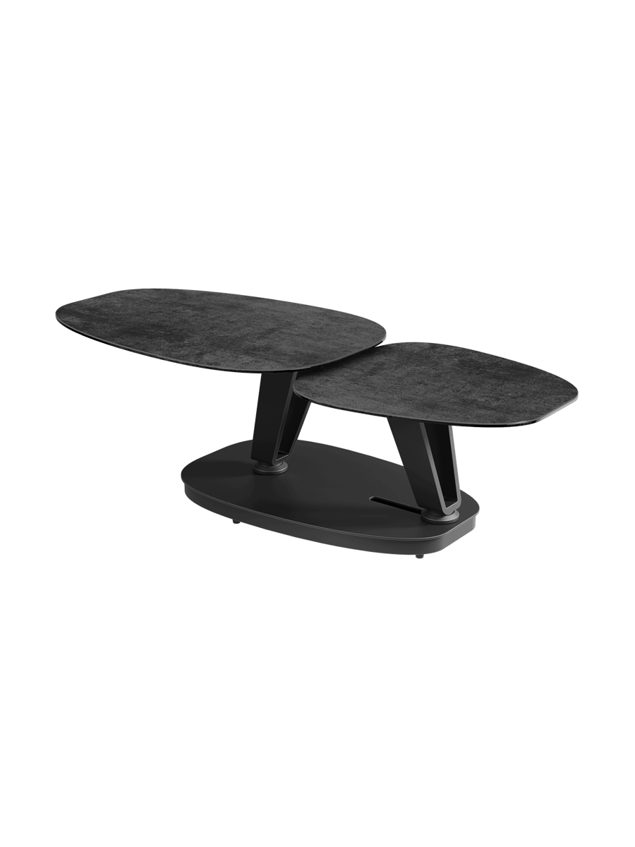 
Ausziehbarer, flexibler Design Keramik Couchtisch „Lotus“ - Keramik Zementgrau