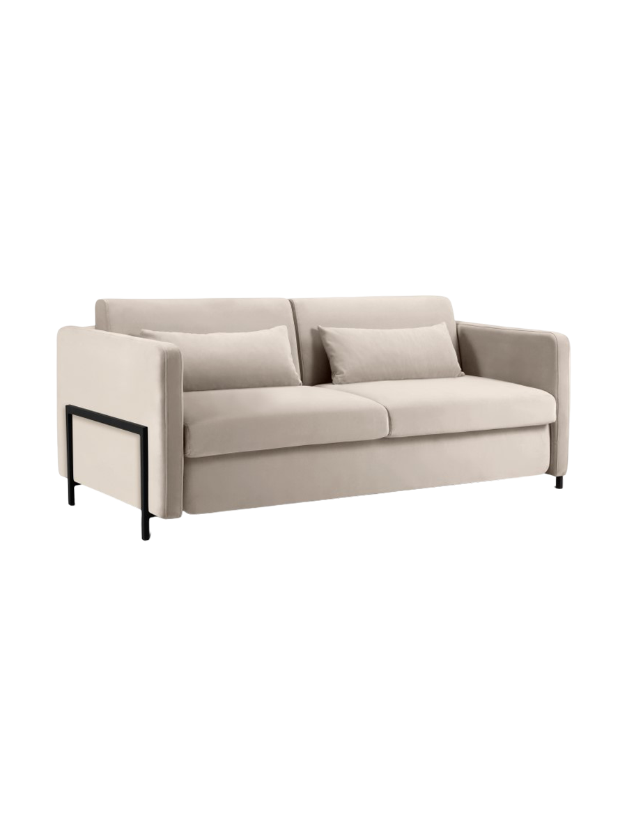 
2-Seater Designer Sofa "Yanis" with Sleeping Function - Velvet Beige