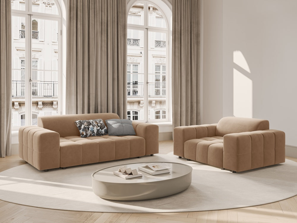 
2-Seater Designer Sofa "Luc" - Velvet Dark Beige