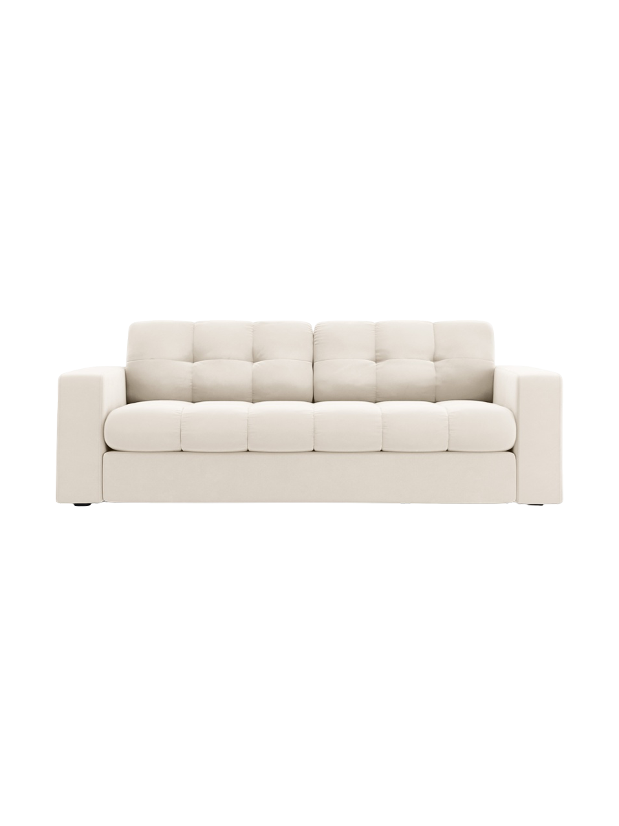 
2-Seater Designer Sofa "Yohan" - Light Beige Velvet