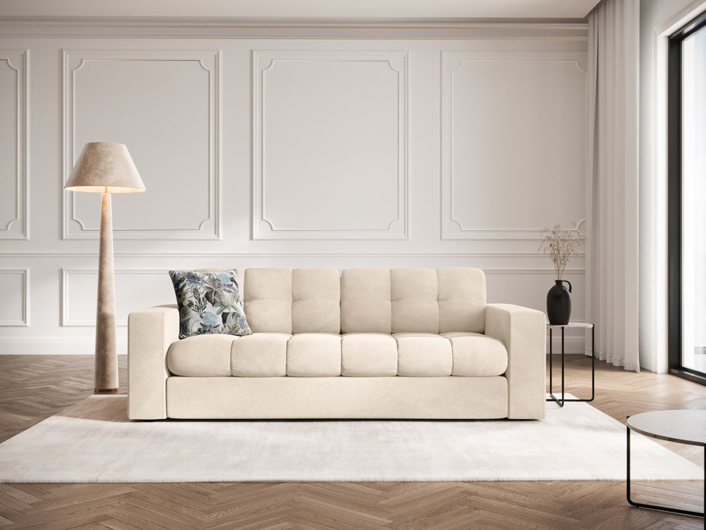 
2-Seater Designer Sofa "Yohan" - Light Beige Velvet