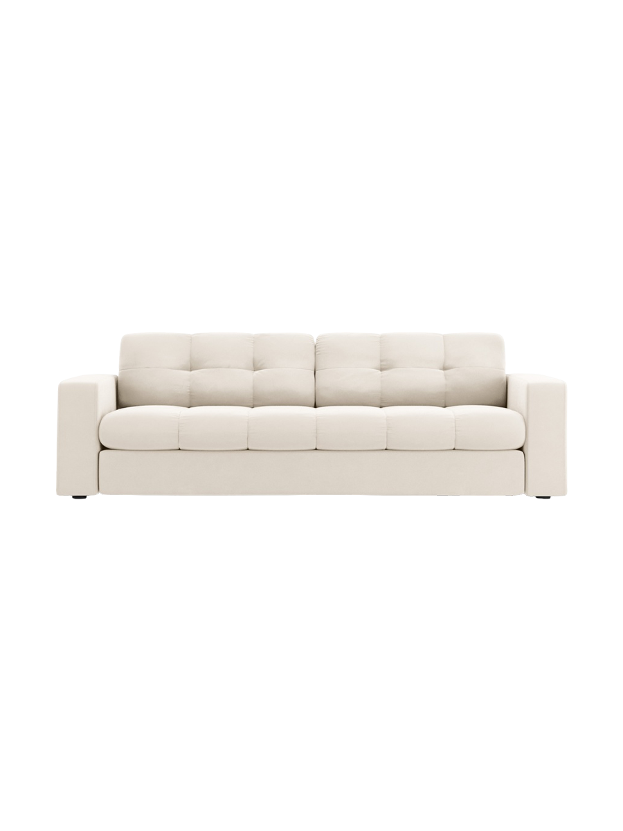 
3-Seater Designer Sofa "Yohan" - Light Beige Velvet