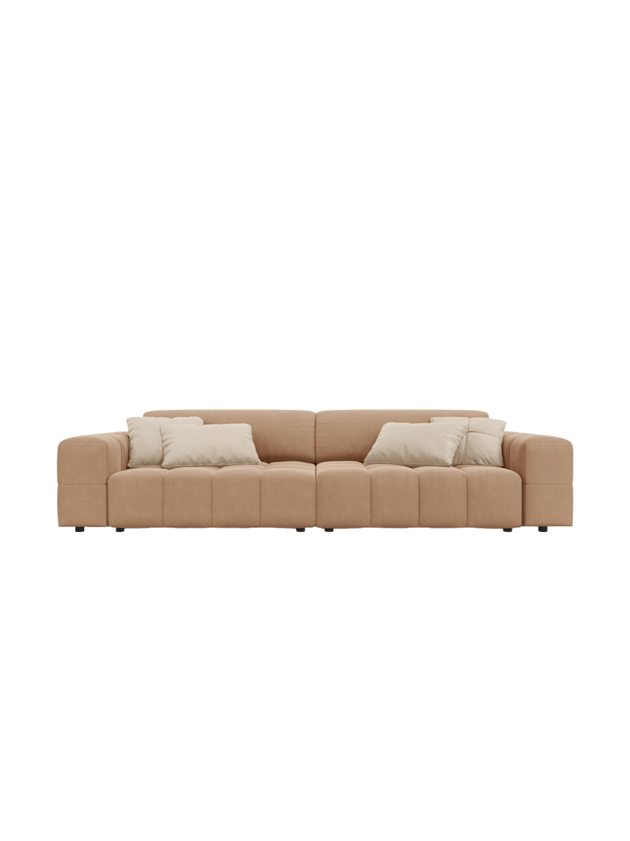 
4-Seater Designer Sofa "Luc" - Velvet Dark Beige