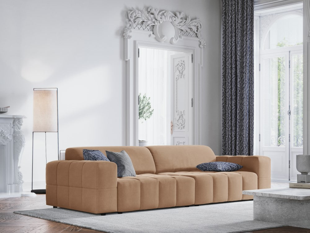
4-Seater Designer Sofa "Luc" - Velvet Dark Beige