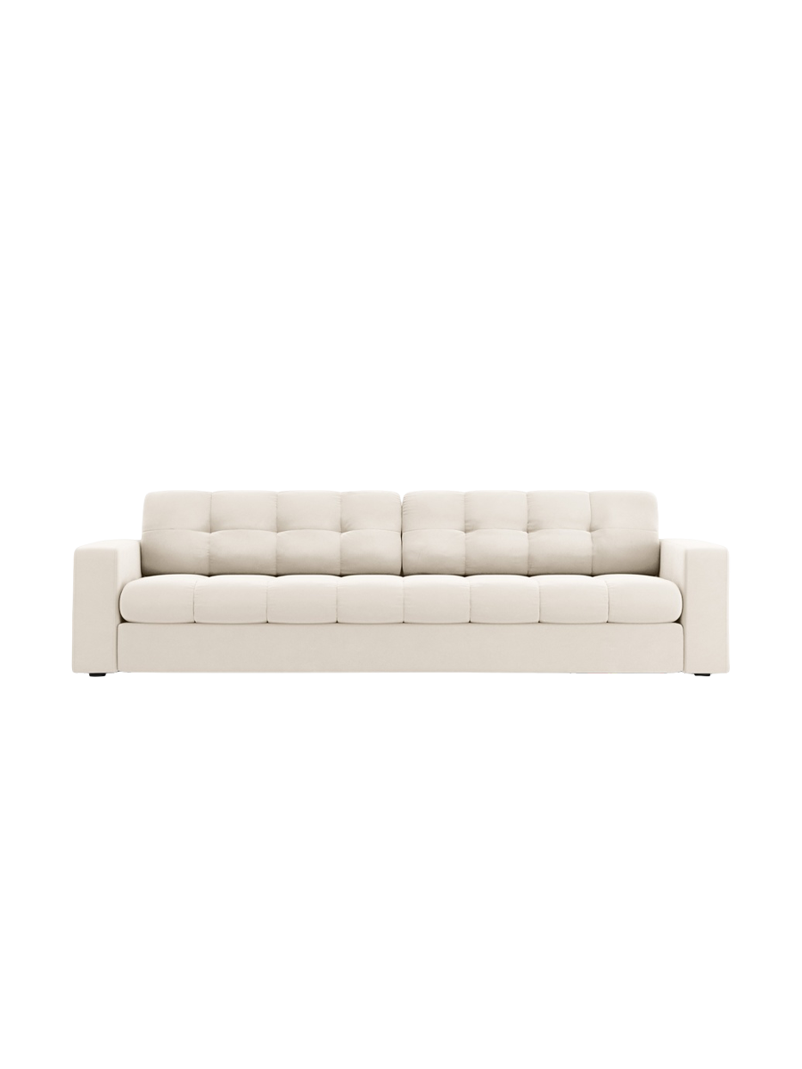 
4-Seater Designer Sofa "Yohan" - Light Beige Velvet
