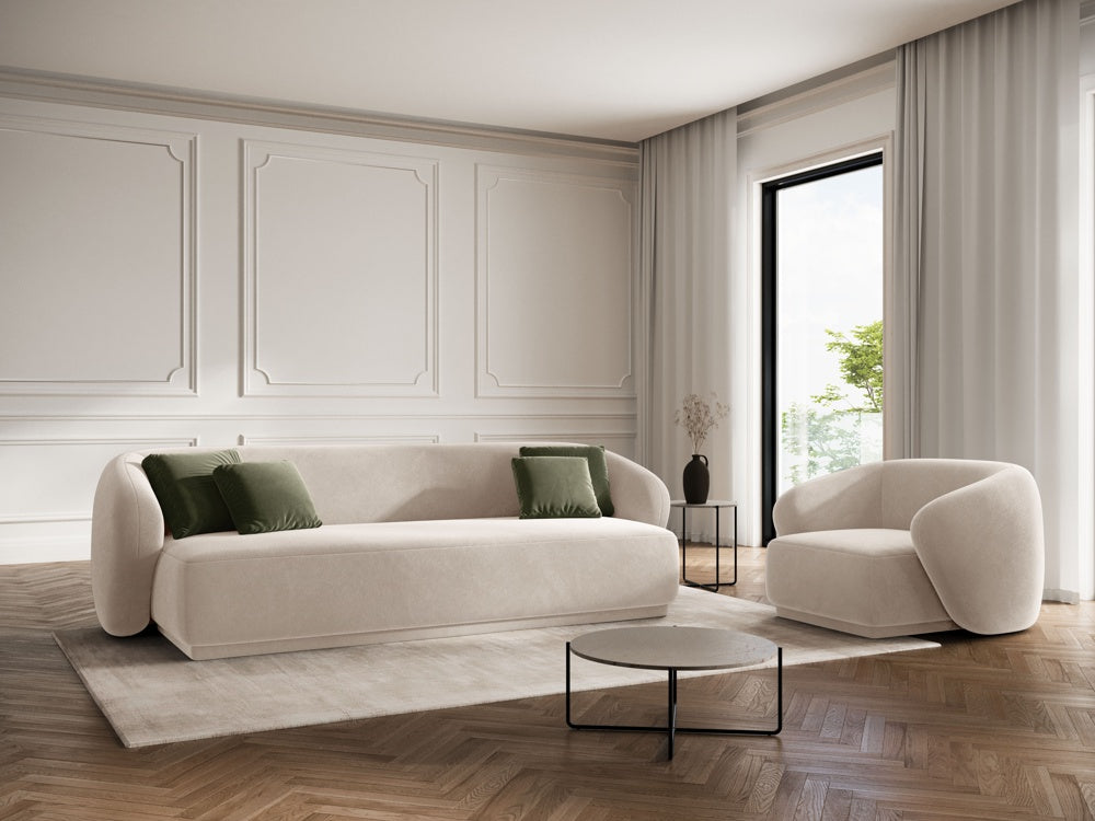 
Fauteuil design « Louis » - Velours Beige