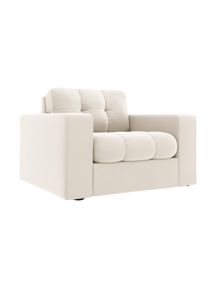 
Designer Armchair "Yohan" - Light Beige Velvet