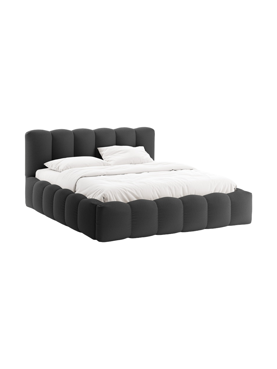 
Designer upholstered bed "Cameron" with storage compartment, textured fabric anthracite - 140 x 200 cm
