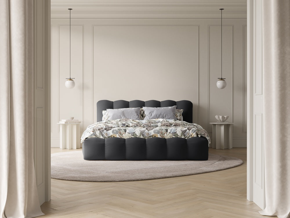 
Designer upholstered bed "Cameron" with storage compartment, textured fabric anthracite - 140 x 200 cm