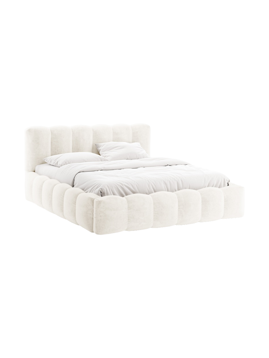 
Designer Upholstered Bed "Cameron" with Storage Compartment, Light Chenille Beige - 140 x 200 cm
