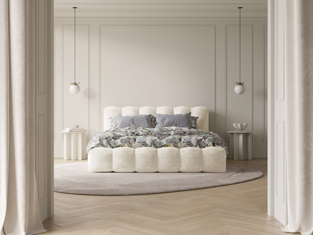 
Designer Upholstered Bed "Cameron" with Storage Compartment, Light Chenille Beige - 140 x 200 cm