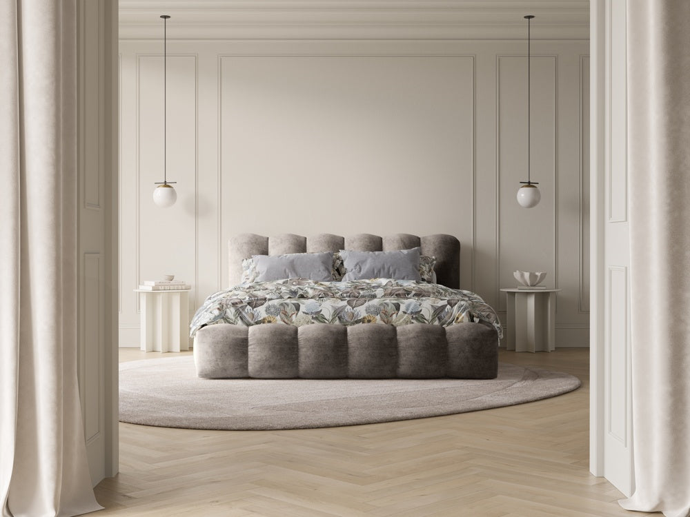 
Designer Upholstered Bed "Cameron" with Storage Compartment, Chenille Cappuccino - 140 x 200 cm