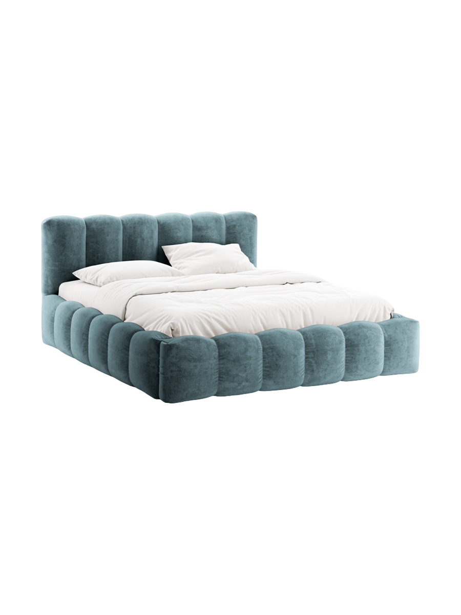 
Designer Upholstered Bed "Cameron" with Storage Compartment, Chenille Denim Blue - 140 x 200 cm