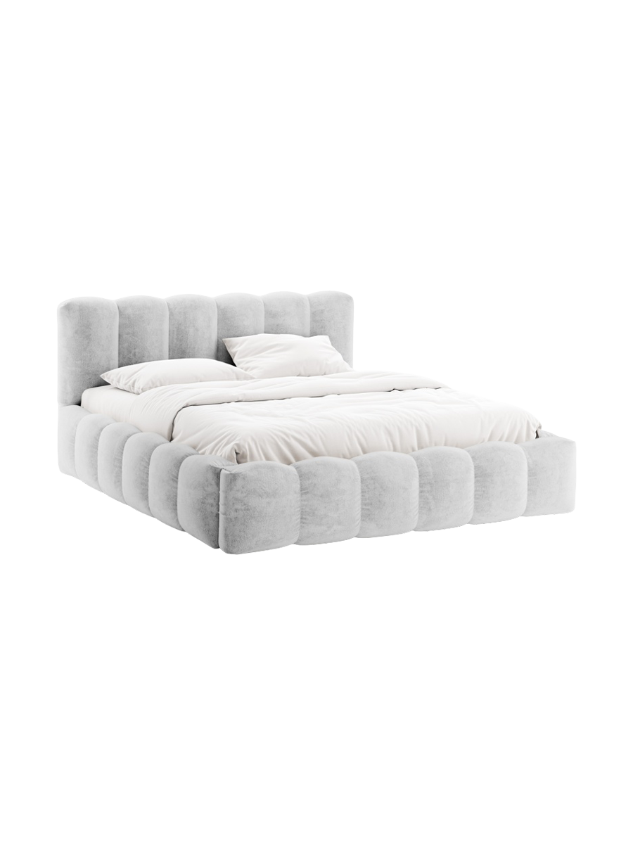 
Designer Upholstered Bed "Cameron" with Storage Compartment, Chenille Silver - 140 x 200 cm