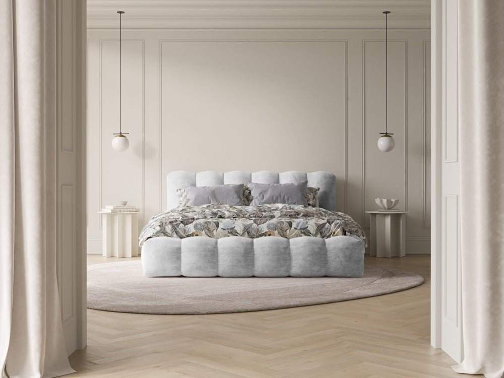 
Designer Upholstered Bed "Cameron" with Storage Compartment, Chenille Silver - 140 x 200 cm