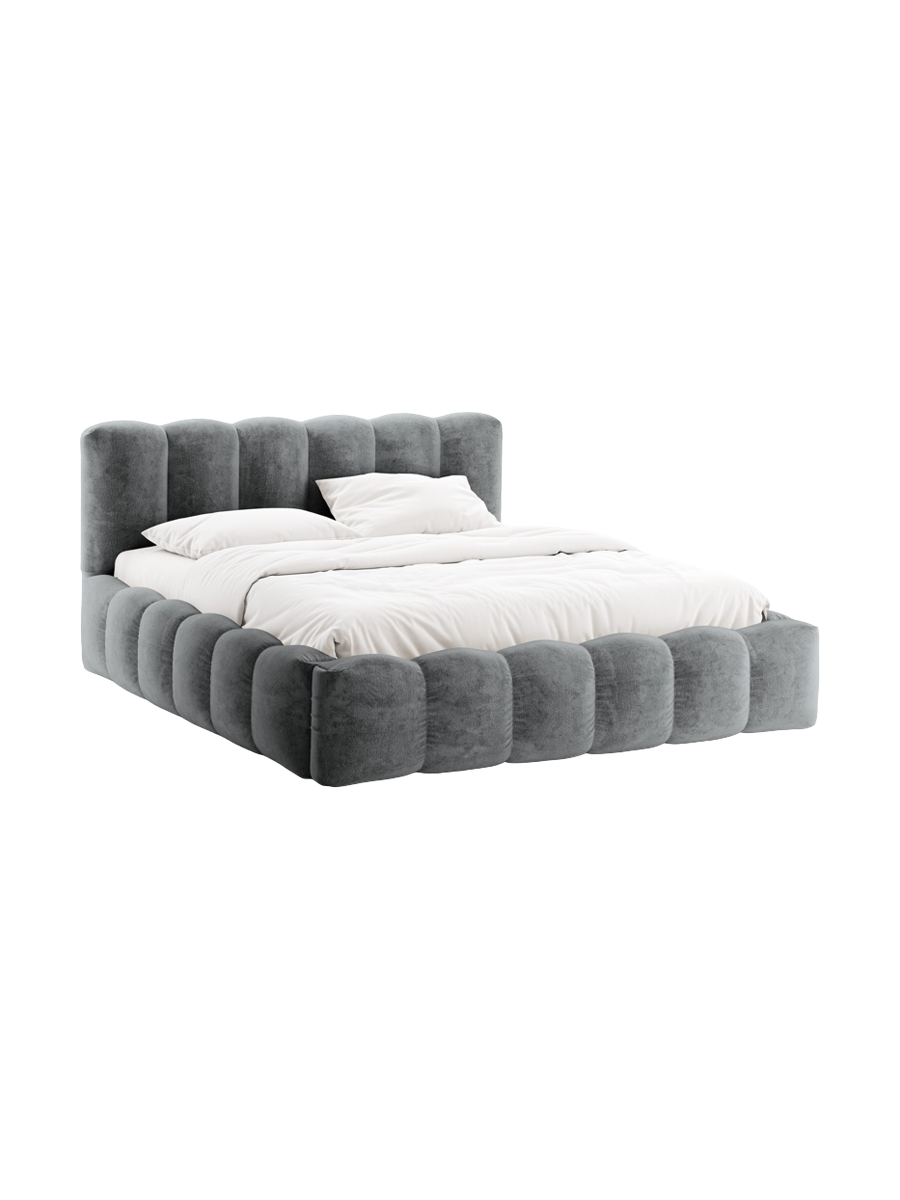 
Designer Upholstered Bed "Cameron" with Storage Compartment, Chenille Platinum - 140 x 200 cm