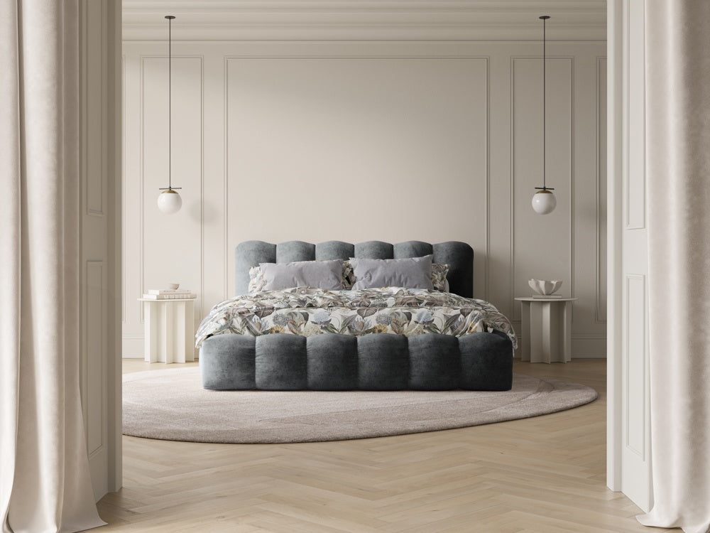 
Designer Upholstered Bed "Cameron" with Storage Compartment, Chenille Platinum - 140 x 200 cm