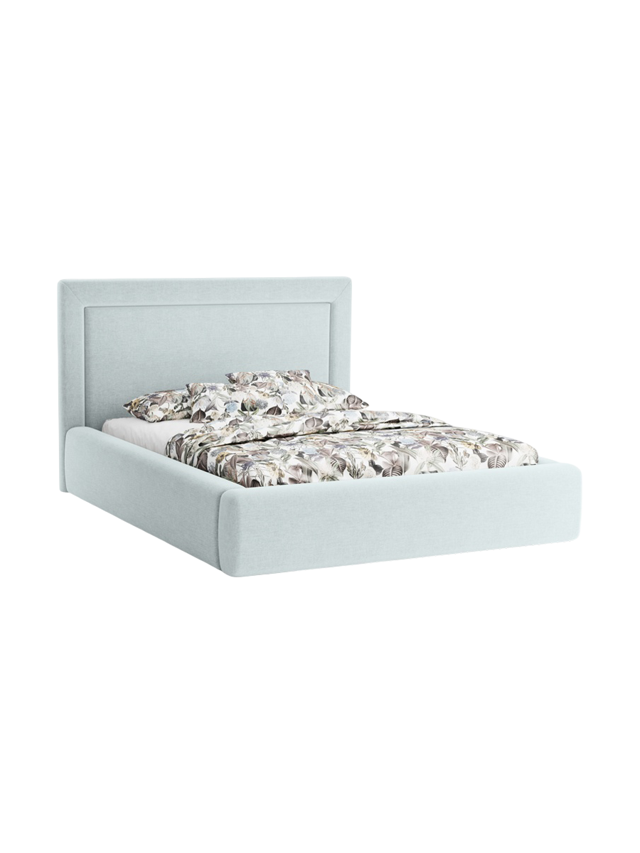 
Lit capitonné design « Valerie » avec compartiment de rangement, tissu structuré bleu saphir - 140 x 200 cm