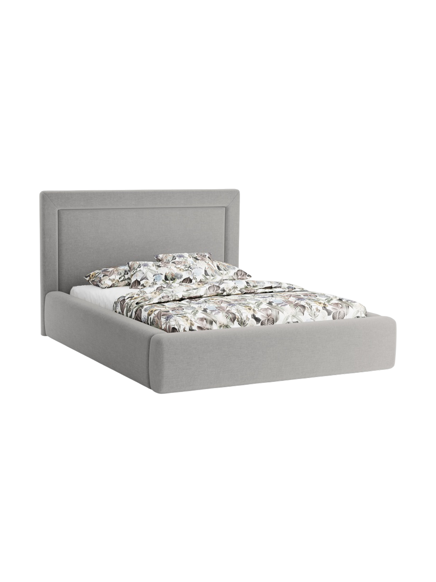 
Lit rembourré design « Valerie » avec compartiment de rangement, tissu structuré gris - 140 x 200 cm