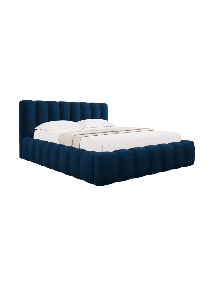 
Lit rembourré design « Ludivine » avec compartiment de rangement, velours bleu roi - 140 x 200 cm