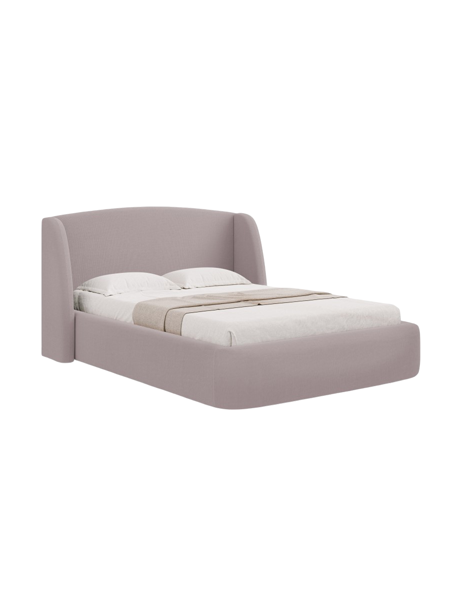 
Designer Upholstered Bed "Aude" with Storage Compartment, Structured Fabric Pink - 140 x 200 cm