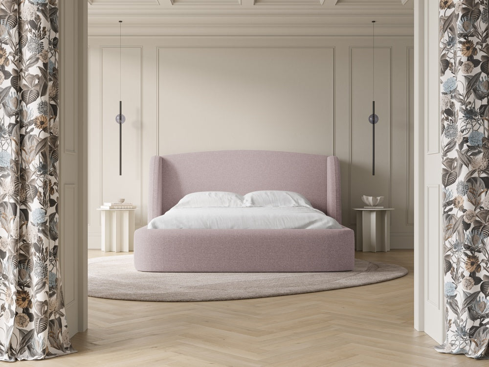 
Designer Upholstered Bed "Aude" with Storage Compartment, Structured Fabric Pink - 140 x 200 cm