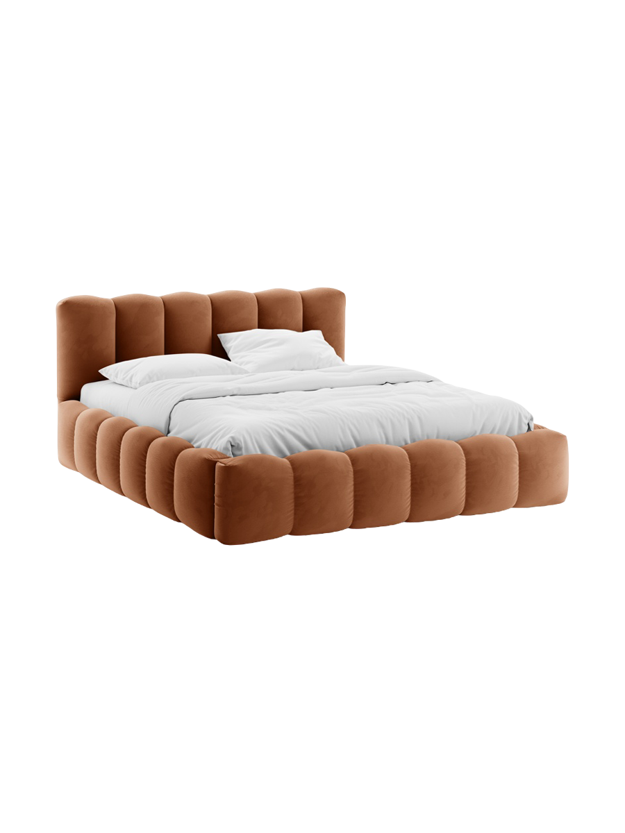 
Design Upholstered Bed "Cameron" with Storage Compartment, Velvet Honey - 140 x 200 cm