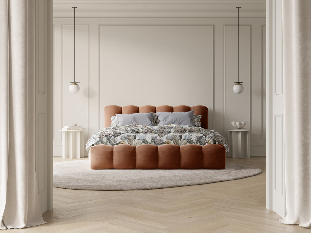 
Design Upholstered Bed "Cameron" with Storage Compartment, Velvet Honey - 140 x 200 cm