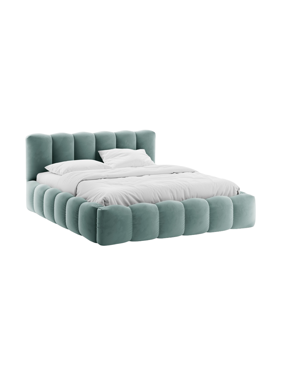 
Designer Upholstered Bed "Cameron" with Storage Compartment, Velvet Mint - 140 x 200 cm